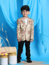 Boy's Beige Silk Blend Floral Print Blazer