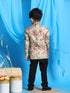 Boy's Beige Silk Blend Floral Print Blazer