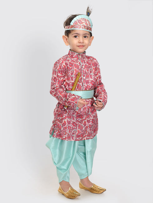 Boy's Janmashtami Printed Krishna Kurta And Dhoti Set