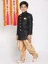 Boy's' Black And Rose Gold Indowestern Set