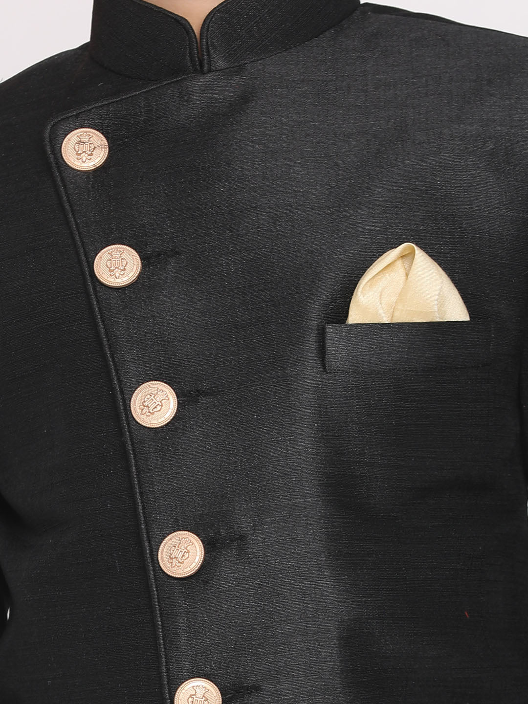 Boy's' Black And Rose Gold Indowestern Set