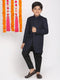 Boy's Navy Blue Embellished Slim-Fit Sherwani Set