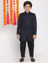 Boy's Navy Blue Embellished Slim-Fit Sherwani Set