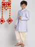 Boy's Lavender Indo Western Jacquard Sherwani And Dhoti Pant Set
