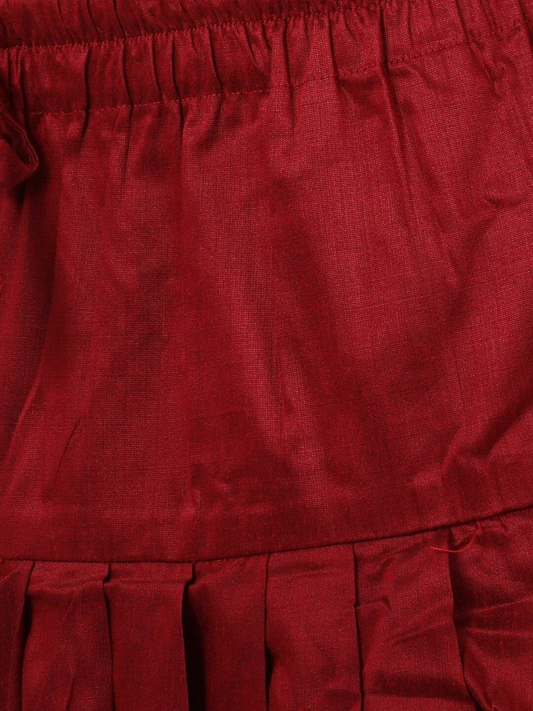 Boy's Rose Gold And Maroon Woven Kurta Set With Brocade Nehru Jacket