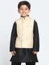 Boys' Beige Cotton Silk Blend Nehru Jacket