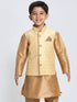 Boys' Gold Cotton Silk Blend Nehru Jacket
