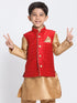 Boys' Maroon Cotton Silk Blend Nehru Jacket
