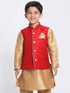 Boys' Maroon Cotton Silk Blend Nehru Jacket