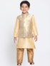 Boys' Gold Cotton Silk Blend Kurta, Waistcoat and Pyjama Set