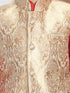 Boys' Gold Cotton Silk Blend Kurta, Waistcoat and Pyjama Set