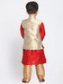 Boys' Gold Cotton Silk Blend Kurta, Waistcoat and Pyjama Set