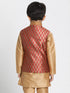 Boys' Maroon Cotton Silk Blend Nehru Jacket