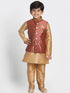 Boys' Maroon Cotton Silk Blend Nehru Jacket