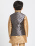 Boys' Deep Blue Cotton Silk Blend Nehru Jacket