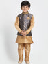 Boys' Deep Blue Cotton Silk Blend Nehru Jacket