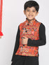 Boy's' Orange And Black Nehru Jacket