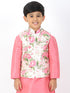 Boy's Multicolor-Base-Cream Nehru Jacket