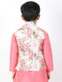 Boy's Multicolor-Base-Cream Nehru Jacket