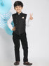 Boy's Black Solid Satin Nehru Jacket