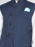 Boy's Navy Blue Solid Slim-Fit Satin Nehru Jacket