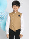 Beige Cotton Blend Twill Nehru Jacket