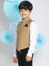 Boy's Brown Solid Slim-Fit Satin Nehru Jacket