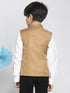 Boy's Brown Solid Slim-Fit Satin Nehru Jacket
