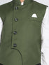 Boy's Green Solid Satin Nehru Jacket