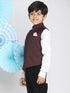 Boy's Maroon Solid Satin Nehru Jacket