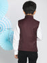 Boy's Maroon Solid Satin Nehru Jacket