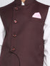 Boy's Maroon Solid Satin Nehru Jacket