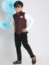 Boy's Maroon Solid Satin Nehru Jacket
