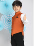 Boy's Orange Solid Satin Nehru Jacket