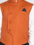 Boy's Orange Solid Satin Nehru Jacket