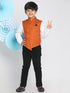 Boy's Orange Solid Satin Nehru Jacket
