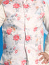 Boy's Peach Floral Printed Nehru Jacket With Cream Color Kurta And Pyjama Set