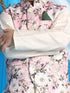 Boy's Pink Floral Printed Nehru Jacket With Cream Color Kurta And Pyjama Set