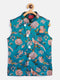 Boy's Turquoise Blue & Green Printed Nehru Jacket