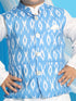 Boy's' Aqua Nehru Jacket With White Cotton Kurta Pyjama Set