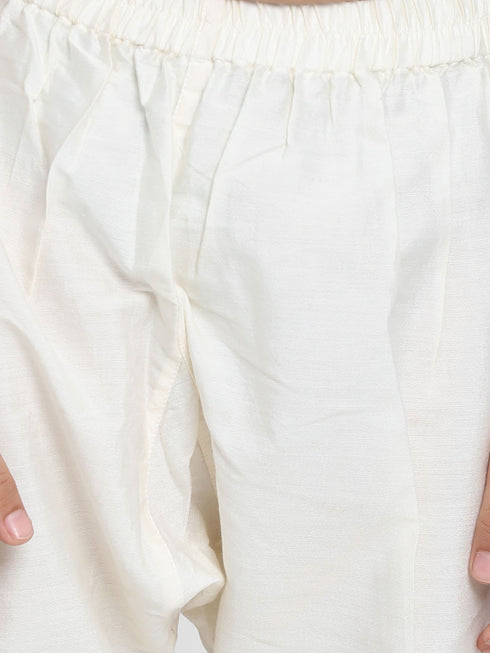 Boy's Lavender Woven Jacket With Cream Kurta And Pyjama Set