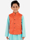 Boy's Orange Matka Silk Blend Nehru Jacket