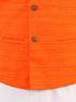 Boy's Orange And White Jacket, Kurta And Pyjama Set