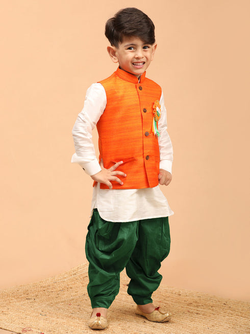 Boy's Republic Day Special Jacket Kurta Dhoti Set