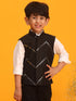 Boy's' Black Mirror Work Ethnic Jacket