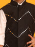 Boy's' Black Mirror Work Ethnic Jacket