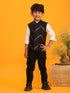 Boy's' Black Mirror Work Ethnic Jacket