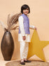 Boy's Purple Mirror Work Jacket And Solid Kurta Pyjama Set