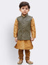 Boys' Gold Silk Cotton Blend Kurta, Waistcoat and Pyjama Set