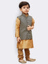 Boys' Gold Silk Cotton Blend Kurta, Waistcoat and Pyjama Set